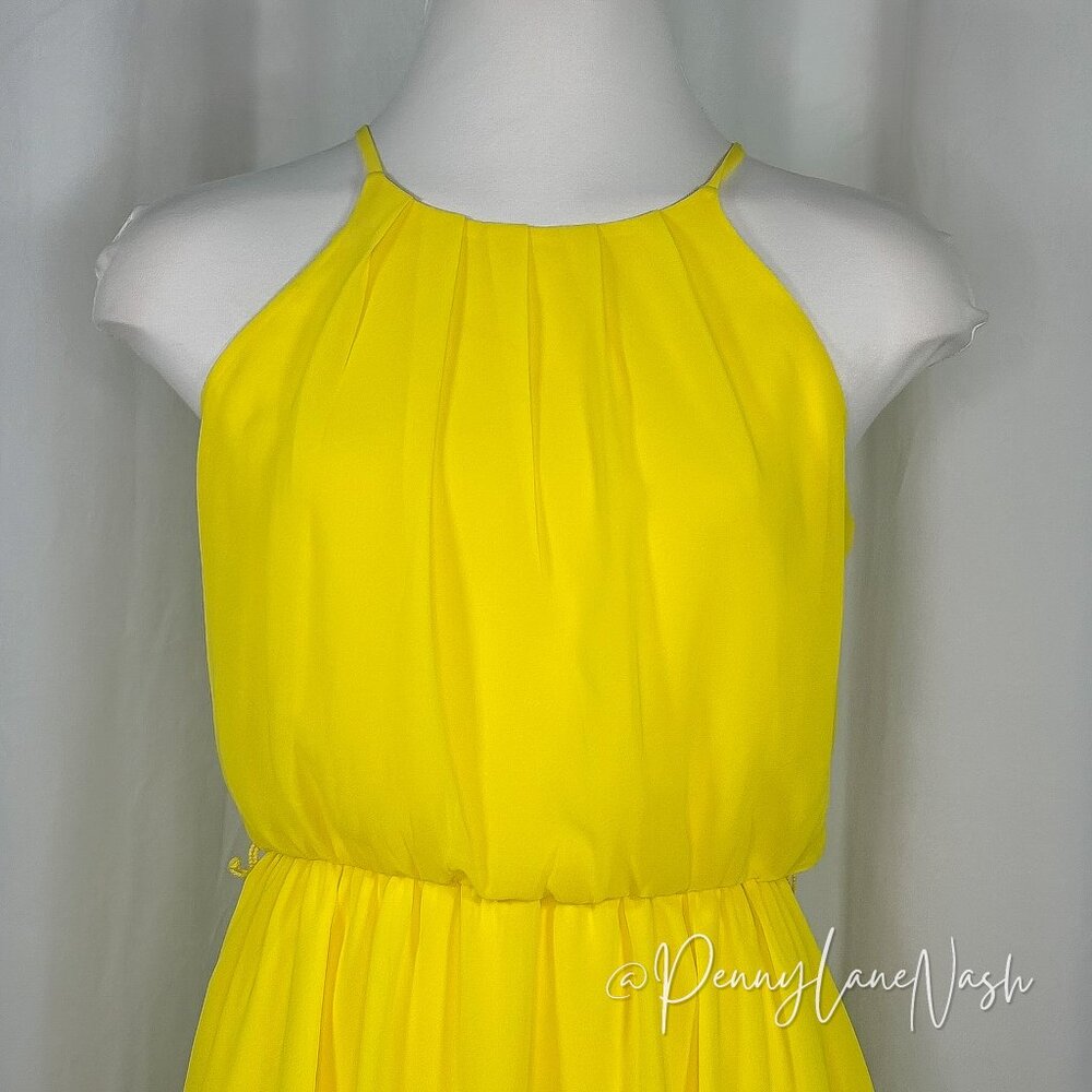 BCX Yellow Chiffon Halter Neck Mini Dress - Picture 2 of 11
